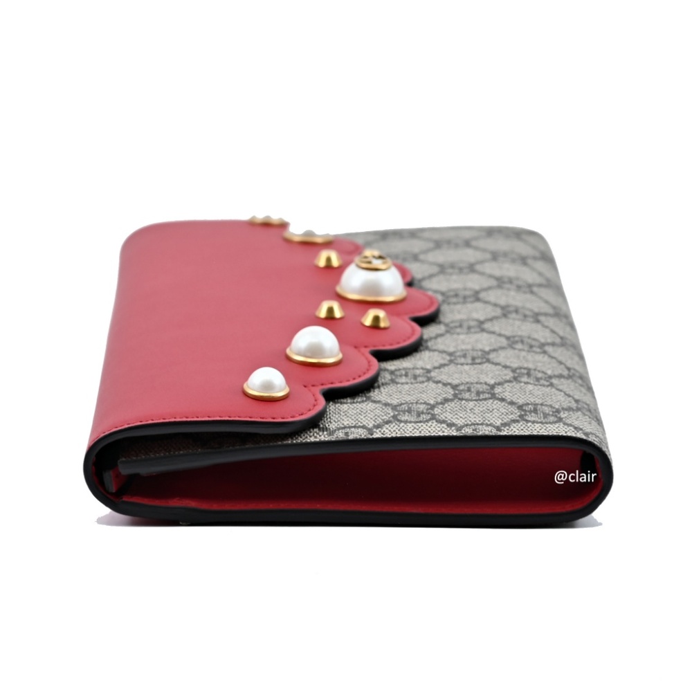 Gucci GG Supreme Canvas Peony Moon Pouch/Clutch - Picture 2 of 8